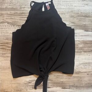 Black Tie-Front Dressy Top